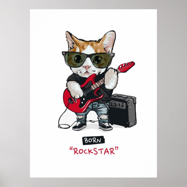 Affiche T-shirt Kitty Rockstar (Devant)