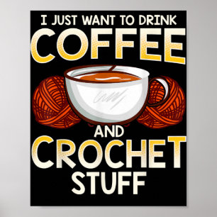 Affiche T-shirt Knitter Crochet Café Et Amant