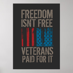 Affiche T-shirt Liberté n'est pas gratuite, les vétérans l