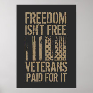 Affiche T-shirt Liberté n'est pas gratuite, les vétérans l