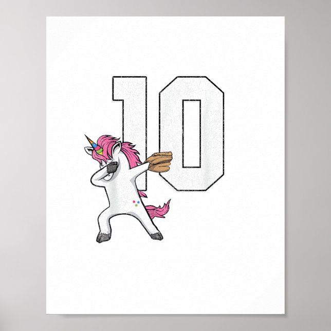 Affiche T-Shirt Licorne Dabbing Softball Numéro 10 - Softb (Devant)