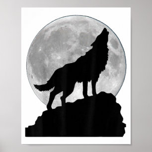 Affiche T Shirt Loup sous la lumière de la lune - Chien to
