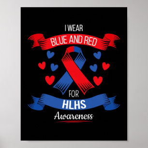 Affiche T Shirt Maladie Cardiaque Avec Ruban Bleu Rouge Po