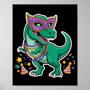 Affiche T-shirt Mardi Gras Femme T-rex Dinosaure Homme Mar