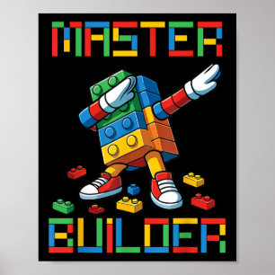 Affiche T-shirt Master Builder Blocs de Dabbing Briques Co