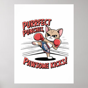 Affiche T-shirt Muay Thai Boxing Cute Anime Cat