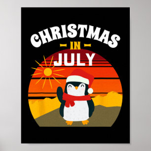 Affiche T-shirt Noël en Juillet Été Pingouin Noël Je