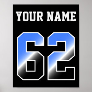 Affiche T Shirt Personnalisé Bleu Personnalisé Numéro 62