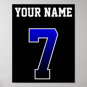 Affiche T Shirt Personnalisé Bleu Personnalisé Numéro 7 