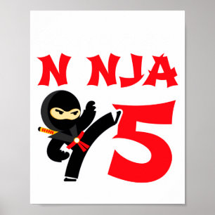 Affiche T-shirt pour enfants de 5 ans pour fête d'annivers