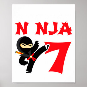 Affiche T-shirt pour enfants de 7 ans pour fête d'annivers