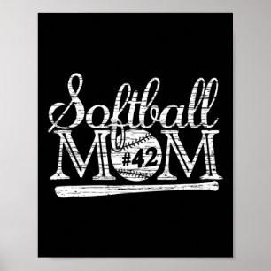 Affiche T-shirt pour maman de softball #42 Joueur préféré