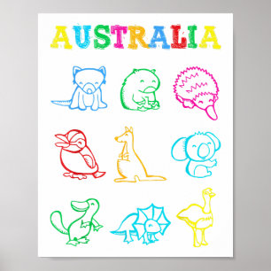 Affiche T-shirt pour tout-petit jour d'Australie Animaux d