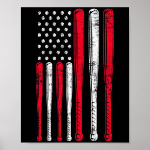 Affiche T Shirt Premium Équipe de Baseball Drapeau América