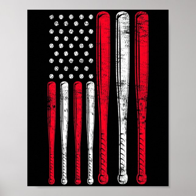 Affiche T Shirt Premium Équipe de Baseball Drapeau América (Devant)
