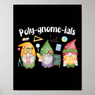 Affiche T-shirt professeur d'algèbre mathématique gnomes P