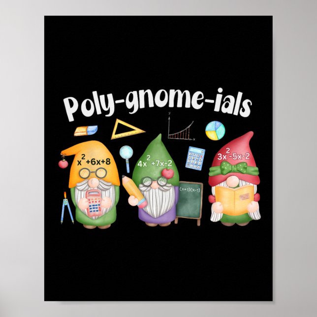 Affiche T-shirt professeur d'algèbre mathématique gnomes P (Devant)