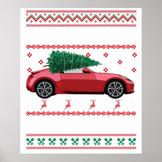 Affiche T-shirt Pull de Noël Arbre de Noël Vieux Véhicule  (Devant)