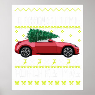 Affiche T-shirt Pull de Noël Arbre de Noël Vieux Véhicule 