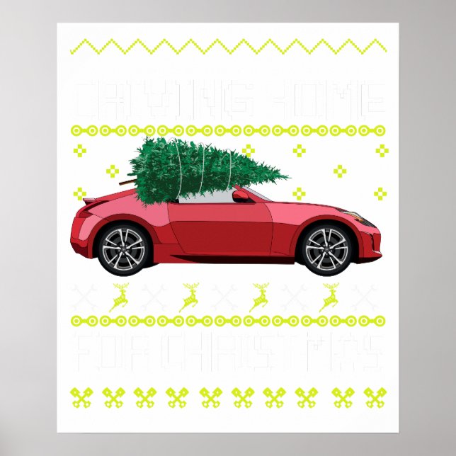 Affiche T-shirt Pull de Noël Arbre de Noël Vieux Véhicule  (Devant)