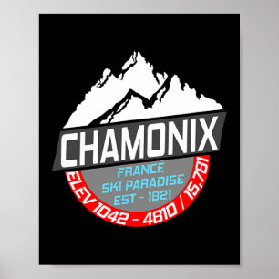 Affiche T Shirt Ski Chamonix Mont Blanc France Ski Parapen