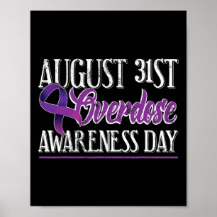 Affiche T-shirt surdose de drogue 31 août Ruban violet Tee