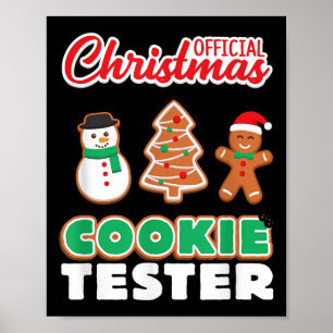 Affiche T Shirt Testeur de Biscuits de Noël Officiel Xmas