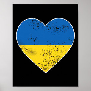 Affiche T Shirt Ukraine pour hommes et femmes Cœur Drapeau