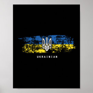 Affiche T Shirt Ukrainien Tryzub Drapeau de l'Ukraine Mili