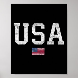 Affiche T-shirt Usa Femmes Hommes Enfants Drapeau Américai