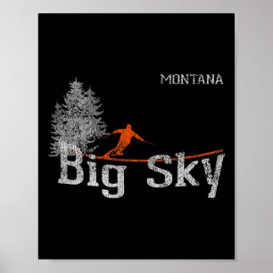 Affiche T Shirt Vintage Ski de Style Années 80 Big Sky Mon