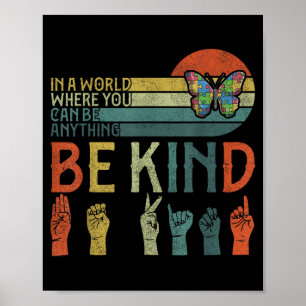 Affiche T-shirts Asl Be Kind Au Papillon Garçon Enfant Sen