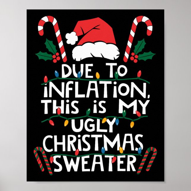 Affiche T-shirts de Noël Laids Drôles en Raison de l'Infla (Devant)
