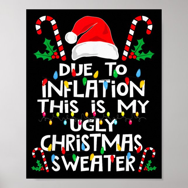 Affiche T-shirts de Noël Laids Drôles en Raison de l'Infla (Devant)