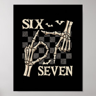 Affiche T-shirts drôles 67 Meme squelette main 6 7 Hallowe