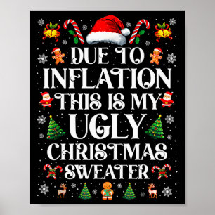 Affiche T-shirts drôles de Noël en raison de l'inflation p