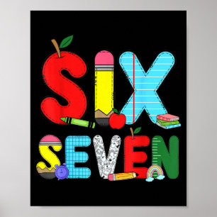 Affiche T-shirts drôles Six Sept 6 7 Mème Professeur Enfan