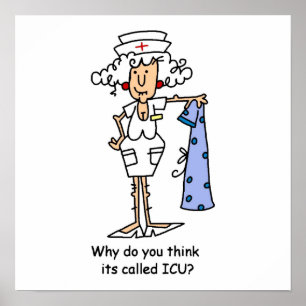 Affiche T-shirts et cadeaux amusants de l'ICU Nurse