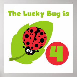 Affiche T-shirts et cadeaux Lucky Bug 4th Birthday