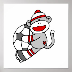 Affiche T-shirts et cadeaux Sock Monkey Soccer