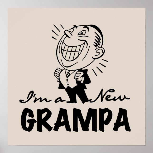 Affiche T-shirts et cadeaux souriants New Grampa (Devant)