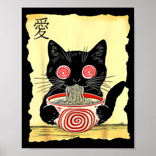 Affiche T-shirts graphiques drôles japonais Ramen chat Kaw