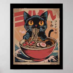 Affiche T-shirts graphiques drôles japonais Ramen chat mig