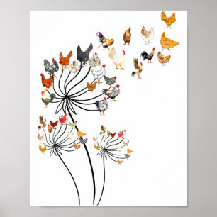 Affiche T-shirts pour femmes amateurs de poulets adorables