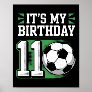 Affiche T-shirts pour garçon d'anniversaire 11 Football C'