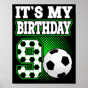 Affiche T-shirts pour garçon d'anniversaire 9 Football C'e
