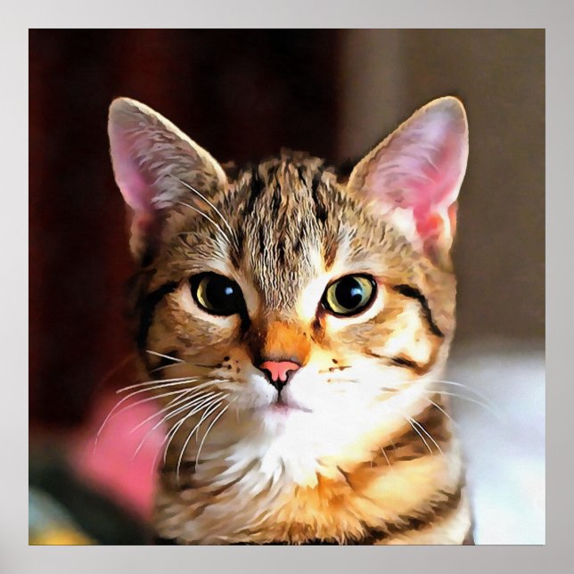Affiche Tabby Artistique Chat Kitten Portrait (Devant)