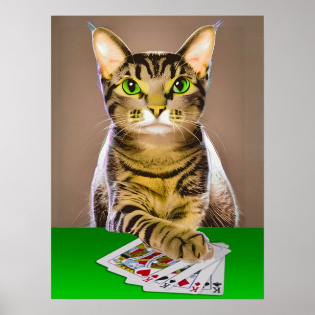 Affiche Tabby Cat Jouer Poker (Devant)