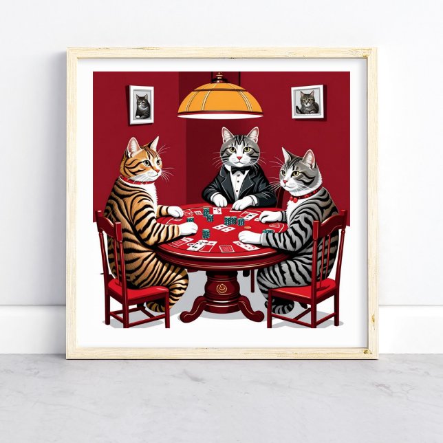 Affiche Tabby Cats Jouer Au Poker (Créateur téléchargé)