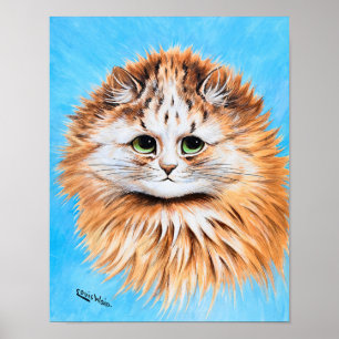 Affiche Tabby Chat aux yeux verts, étude de la tête par L.